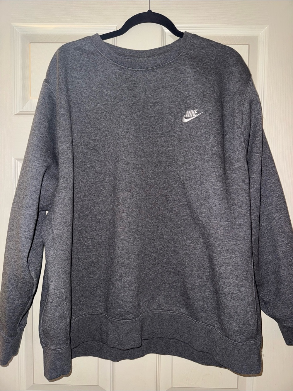 Nike Men’s Crewneck Sweatshirt - Charcoal Gray with White Logo